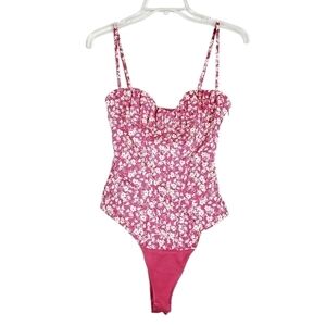 ZARA printed floral corset bodysuit NWT barbie barbiecore valentine's day